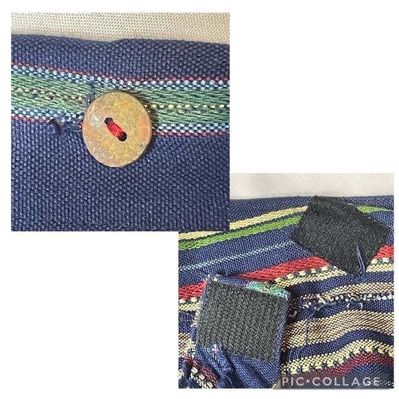 Liz Wear Vintage Striped Cotton Button Velcro Closure Wrap Around Skirt - Sz 10P - Picture 7 of 13